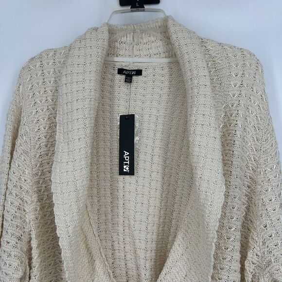 NEW Apt 9 Cream Ivory Open Knit Cardigan Collared Long Dolman Sleeve Size 2X - Picture 2 of 10